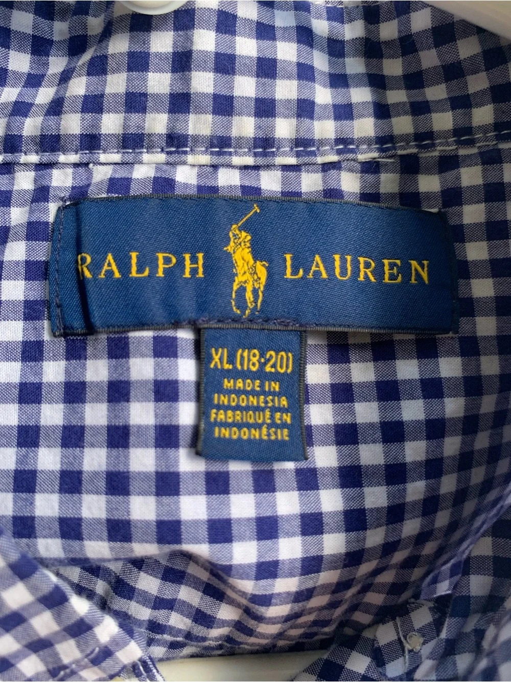 Ralph Lauren Blue and White Gingham Button-Down Shirt